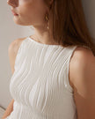 Red Pearl-Strap Textured Midi Dress by FJØRNA featuring water ripple fabric and elegant design for women.