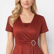 FJØRNA women's V neck wrap dress with high waist, suitable for formal events and wedding guest occasions.