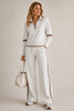 Two-Piece Set Women Half Zip Sweater Wide Leg Stand Collar