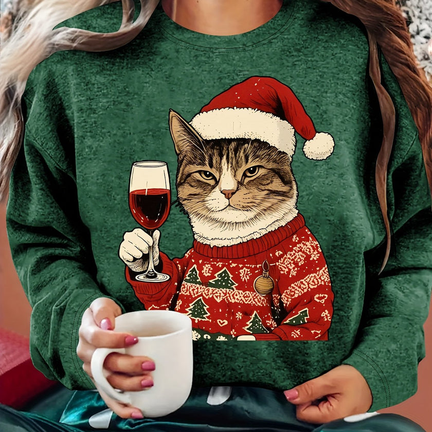 Ugly Christmas Sweater Tacky Novelty Graphic Crew Neck Knit Holiday Jumper | Roberta