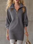 Grey waffle mini dress by FJØRNA featuring a casual, relaxed fit with short sleeves and a round neckline.