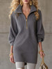 Grey waffle mini dress by FJØRNA featuring a casual, relaxed fit with short sleeves and a round neckline.