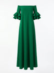 FJØRNA white off-the-shoulder maxi dress with half sleeves, loose fit, solid color, perfect for casual or summer wear.
