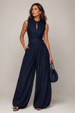Jumpsuit Women Sleeveless High Waist Wide Leg