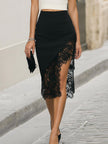 Cream lace evening dress by FJØRNA featuring delicate lace fabric and a graceful silhouette for formal occasions.