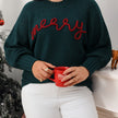 Helene | Women's Long Tacky Holiday Crew-Neck Knit Christmas Sweater