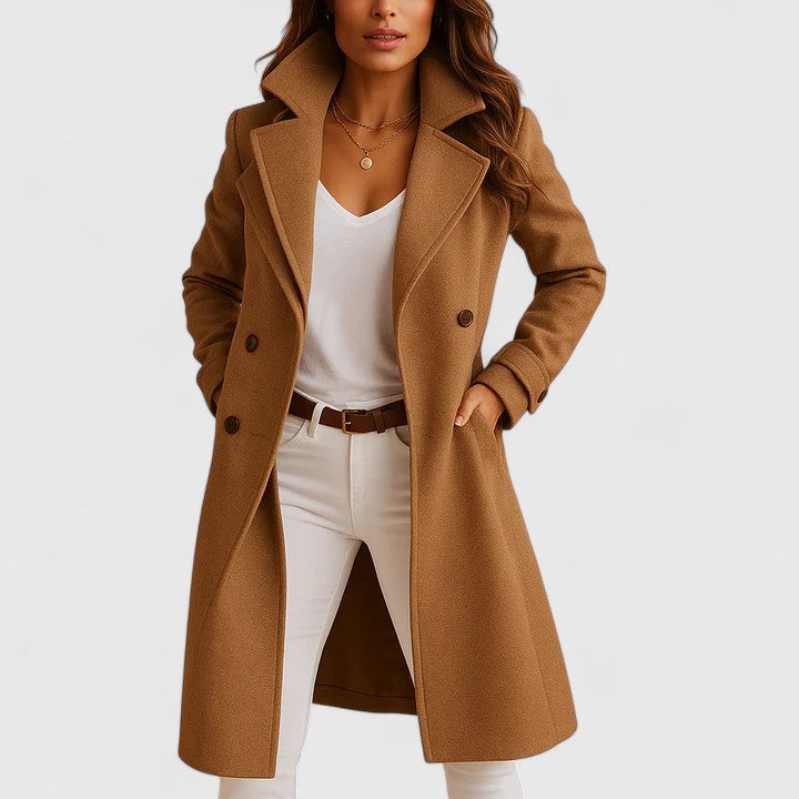Coat Women Slim Fit Lapel Button Front Elegant
