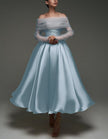 Pink satin midi dress for women by FJØRNA, strapless A-line style with shawl and strappy design, elegant evening wear.