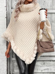 Hanne | Women's Faux-Fur Turtleneck Oversized Knit Poncho