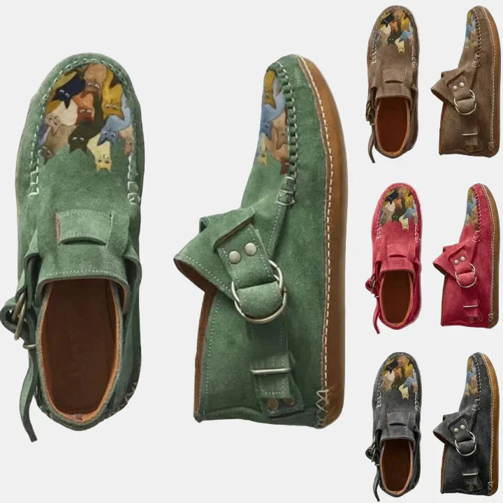 Nina | Women's Casual Printed Ankle Boots with Slip-On Comfortable Everyday Walking