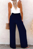 FJØRNA lightweight high waist smocked summer trousers for women, casual and breathable with a relaxed fit.