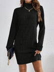 Wivi | Women's Ribbed Turtleneck Sweater Dress