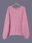 V-Neck Knit Sweater Women Relaxed Fit Long Sleeve