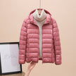 Quilted Jacket Women Hooded Zip Front Slim Cropped