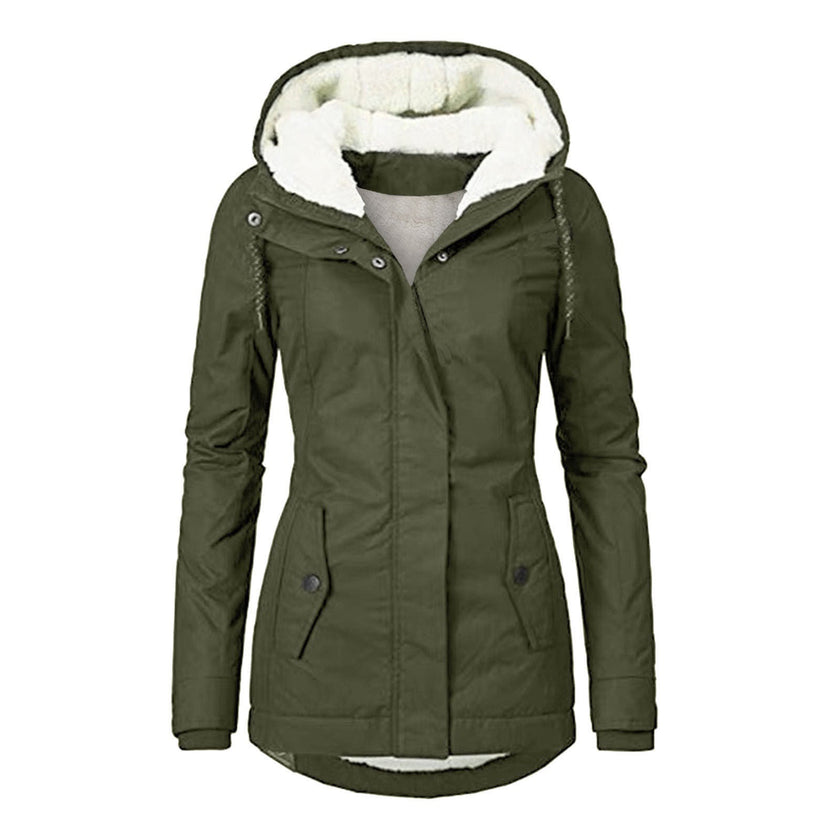 Elin | Women's Wool Hooded Buckle Fleece Jacket with Pockets