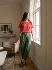 FJØRNA lightweight summer women's trousers with drawstring, breathable casual pants suitable for warm weather.