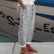 FJØRNA lightweight summer women’s trousers with straight leg fit and elastic waistband, casual and comfortable for warm weather.
