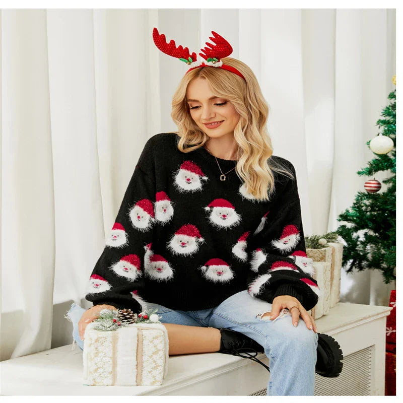 FJØRNA Sophie women's Christmas jumper featuring gold accents, cozy knit sweater with festive holiday design.