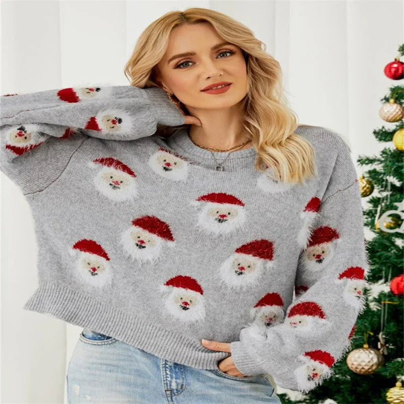 FJØRNA Sophie Christmas Jumper for women, gold cozy sweater featuring festive holiday design and comfortable fit.
