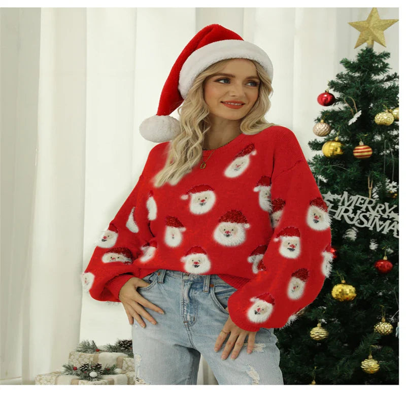 FJØRNA Sophie women's Christmas jumper featuring a gold festive design, cozy knit sweater perfect for holiday celebrations.