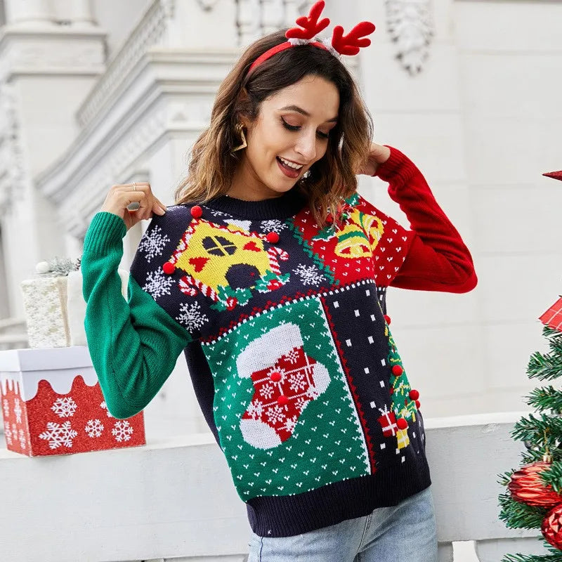 FJØRNA Clara navy blue Christmas jumper for women with cozy festive design, perfect for holiday warmth and style.