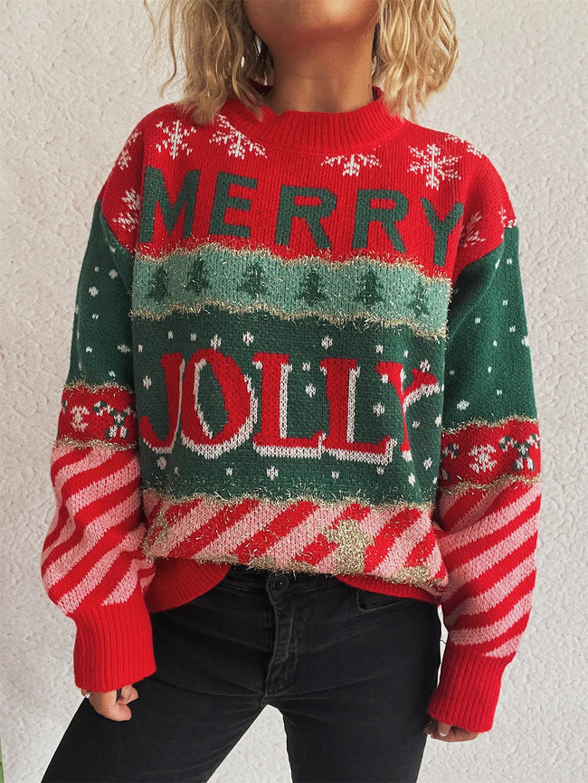 FJØRNA Clara Christmas Jumper for women, cozy red knit sweater with festive holiday design, ideal for winter celebrations.