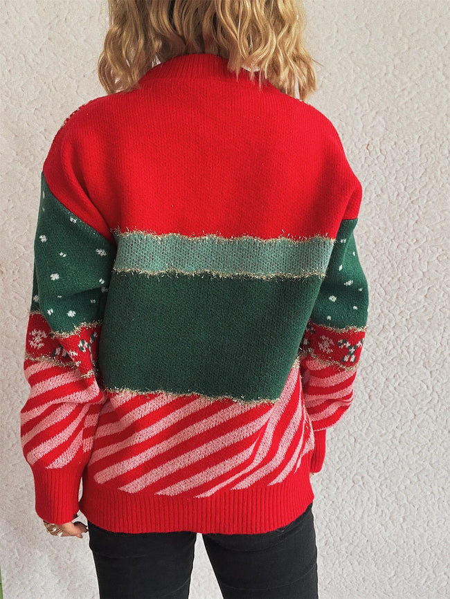 Red FJØRNA Clara Christmas jumper for women featuring a cozy festive knit sweater with holiday-themed design.