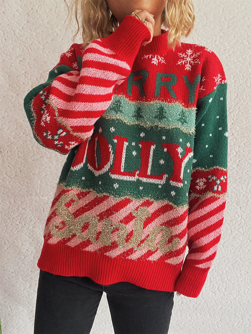 FJØRNA Clara Christmas Jumper for women, red cozy knit sweater with festive holiday design, perfect for winter celebrations.