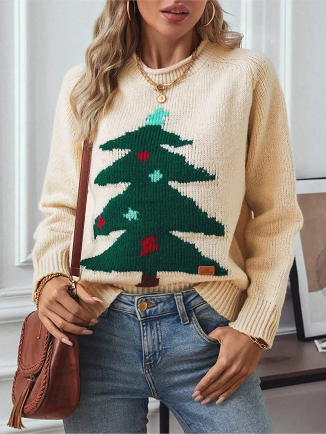 Red Clara Christmas Jumper for Women by FJØRNA, festive casual pullover with holiday-themed design.