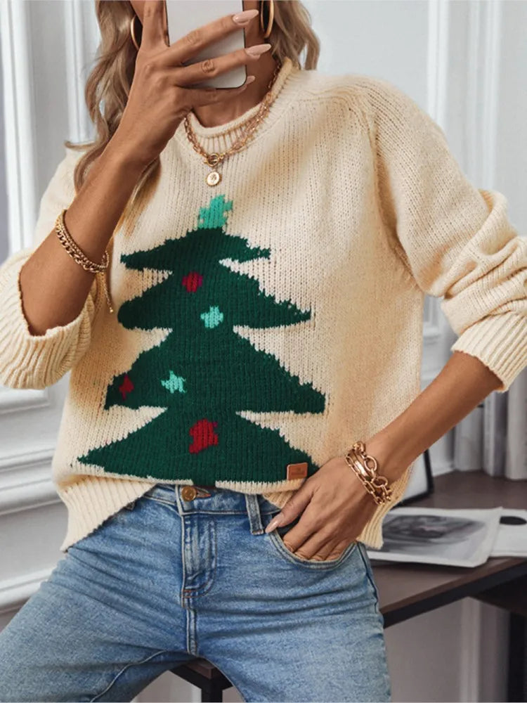 FJØRNA Clara Christmas jumper for women, red festive casual pullover with holiday-themed design, cozy and stylish for the season.