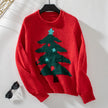 Red FJØRNA Clara Christmas Jumper for women, festive casual pullover with holiday-themed design, cozy winter sweater.