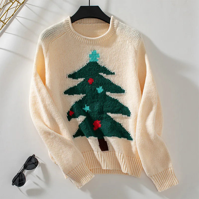 FJØRNA Clara Christmas Jumper for women, red festive casual pullover with holiday-themed design and cozy knit fabric.