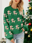 FJØRNA Clara women's Christmas jumper in red with fun holiday pattern, cozy pullover perfect for festive occasions