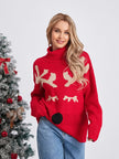 Red Emma Christmas jumper for women by FJØRNA featuring festive holiday design, cozy pullover for seasonal celebrations.