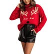 Red Emma Christmas jumper for women by FJØRNA featuring festive holiday design, cozy pullover for the holiday season.