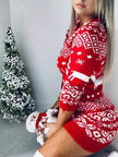 Red Emma Christmas Jumper for women by FJØRNA, vintage style pullover with festive holiday design, cozy and stylish winter sweater.