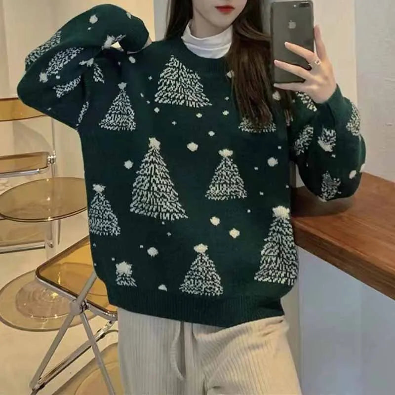 FJØRNA Sophie Christmas Jumper for women, cozy white knit sweater with festive holiday design, perfect for winter wear.