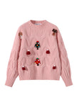 FJØRNA Clara Christmas Jumper for Women in wine red, cozy vintage style, featuring festive holiday knit pattern.