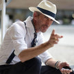 FJØRNA Carolus men's handmade classic Panama hat in white, stylish summer sun hat with a wide brim and elegant design.