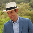 FJØRNA Carolus handcrafted classic Panama hat for men, white summer sun hat with wide brim and elegant design.
