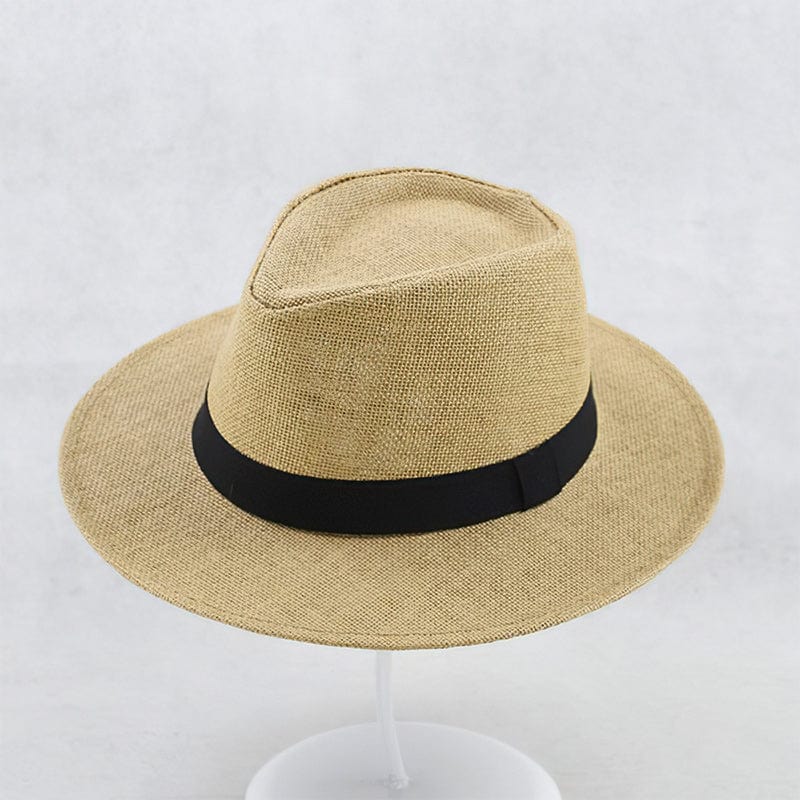 FJØRNA Carolus handmade classic Panama hat for men, white summer sun hat with elegant, handcrafted design, size 56-58cm.