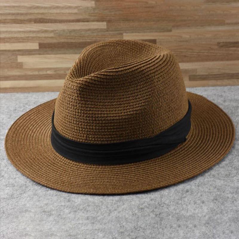 FJØRNA Carolus men's handmade classic Panama hat in white, stylish summer sun hat with a wide brim and elegant design.