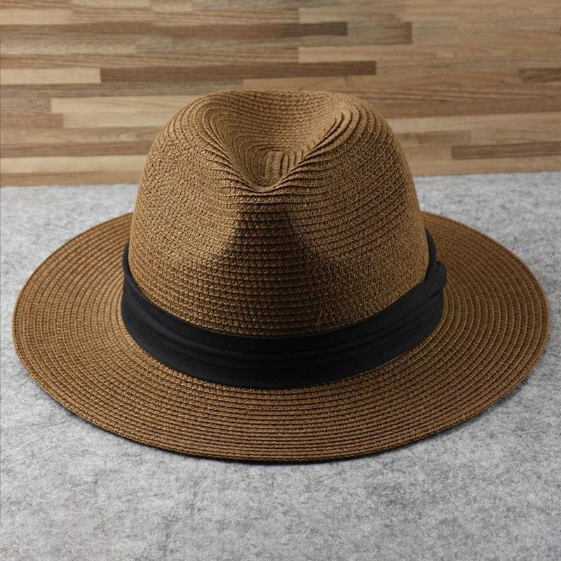 FJØRNA Carolus handmade classic Panama hat for men, white summer sun hat with elegant, handcrafted design and wide brim.