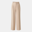 Beige high-waist wide-leg women's pants by FJØRNA, loose pull-on style with comfortable fit and tailored design.