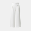 FJØRNA women’s white cotton linen wide-leg trousers with high waist, pockets, and relaxed fit.