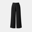 FJØRNA women's white cotton linen wide-leg trousers, high waist with pockets, casual and comfortable pants for women.