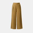 FJØRNA women's white cotton linen wide-leg trousers with high waist, pockets, and relaxed fit.