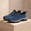 Men's orthopedic hiking boots by FJØRNA in blue, supportive walking shoes with comfort-focused design and sturdy sole for outdoor hiking.