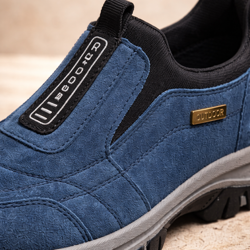 FJØRNA men's orthopedic hiking boots in blue, supportive walking shoes designed for comfort and durability.