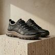 Men's red leather orthopedic shoes by FJØRNA, featuring comfortable design and supportive soles for walking.